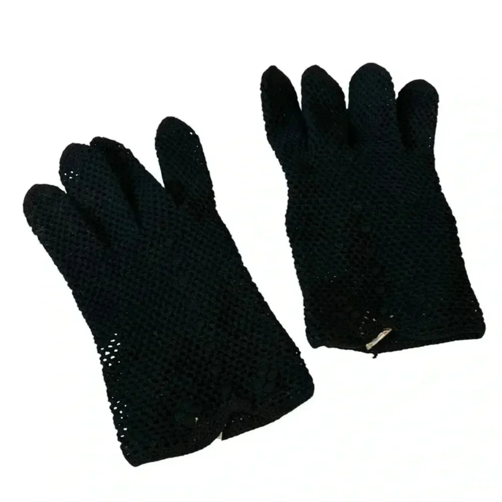 Vintage Italian Crochet Fishnet Gloves by Calvone Elegant Stretch Dress Gloves